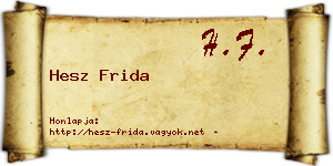 Hesz Frida névjegykártya